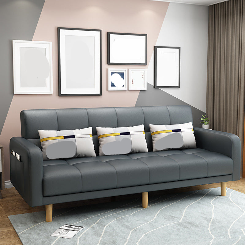 Modern Style Wooden Base Scientific Cloth Cushion with Pillow Rectangular Sofa