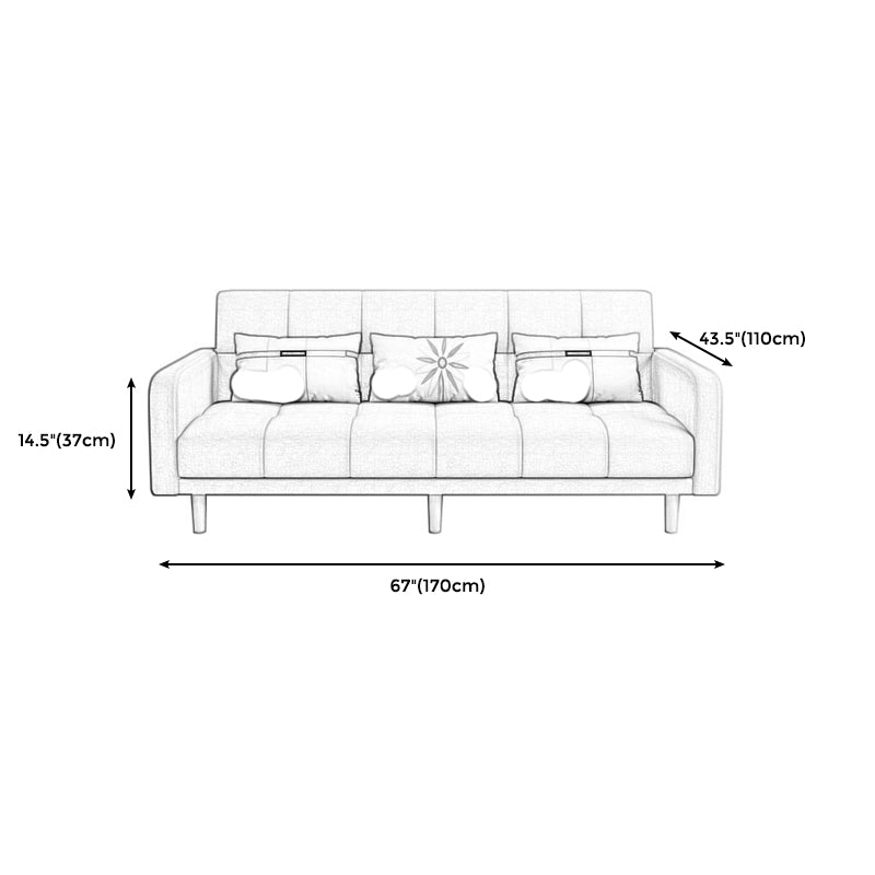 Modern Style Wooden Base Scientific Cloth Cushion with Pillow Rectangular Sofa