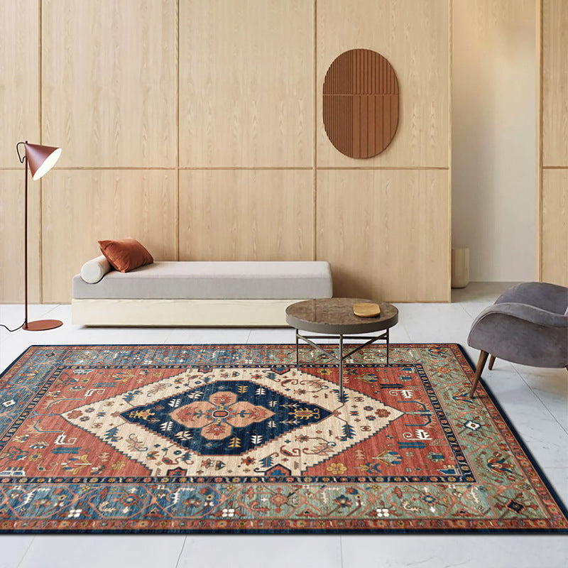 Tapis graphique en polyester rouge de vin de vin Rapier lavable pour la décoration intérieure