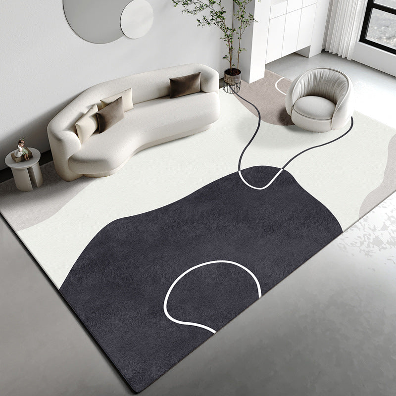 Tapis de bloc de couleur blanc Polyester tapis lavable moderne pour décoration de maison