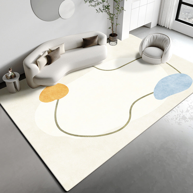 Tapis de bloc de couleur blanc Polyester tapis lavable moderne pour décoration de maison
