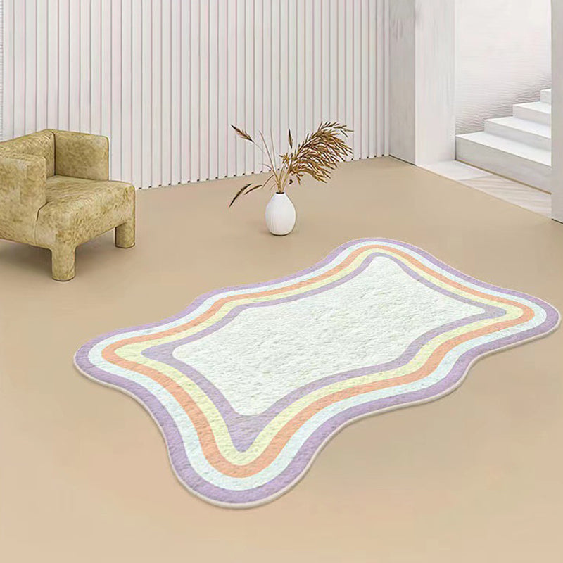 Purple Modern Rug Polyester Gradient Ramp Rug Washable Rug for Living Room