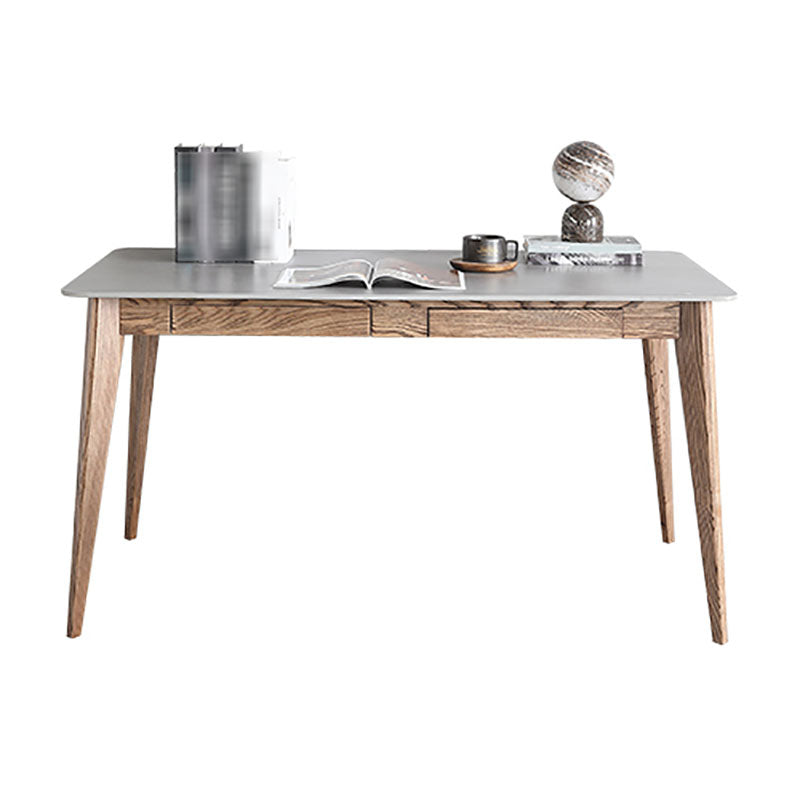 Minimalist 1/4/5/6 Pieces Dining Room Table Rectangular Solid Wood Top Dining Chairs Set