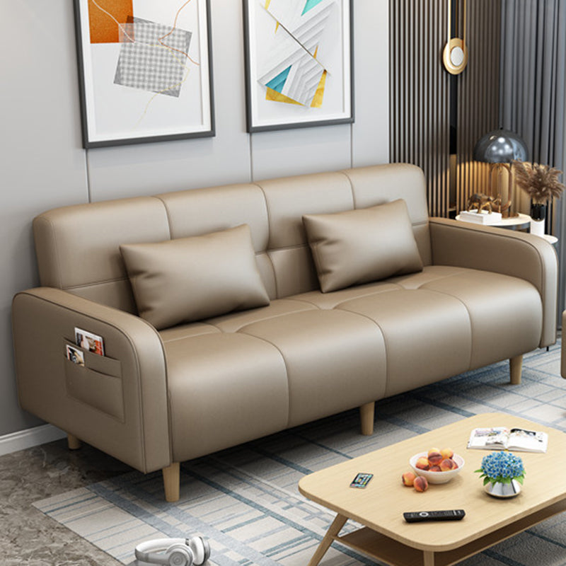 Modern Square Arm Standard Sofa Bed Dual Purpose Sofa with Bolster Pillows for Living Room