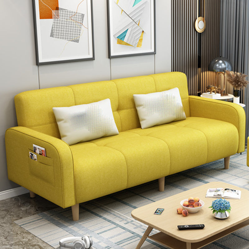 Modern Square Arm Standard Sofa Bed Dual Purpose Sofa with Bolster Pillows for Living Room