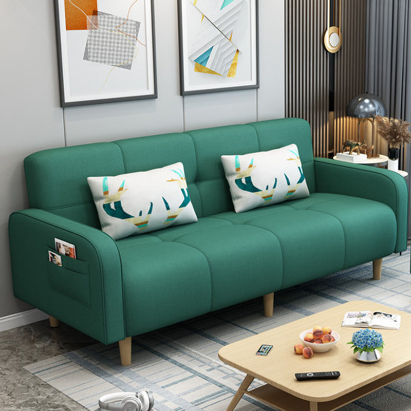 Modern Square Arm Standard Sofa Bed Dual Purpose Sofa with Bolster Pillows for Living Room