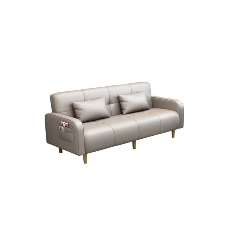 Modern Square Arm Standard Sofa Bed Dual Purpose Sofa with Bolster Pillows for Living Room