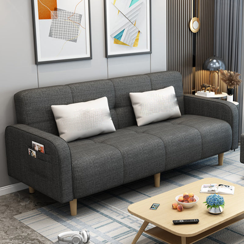 Modern Square Arm Standard Sofa Bed Dual Purpose Sofa with Bolster Pillows for Living Room