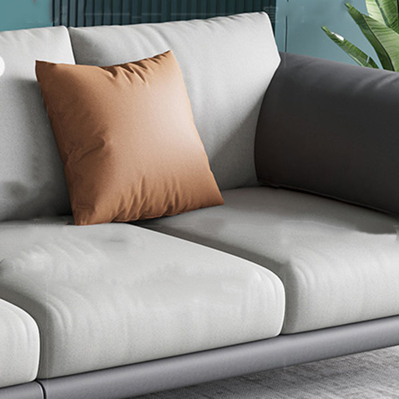 Faux Leather Modern Sofa 33.46" H Pillow Top Arm Sofa with Pillow Back, Brown