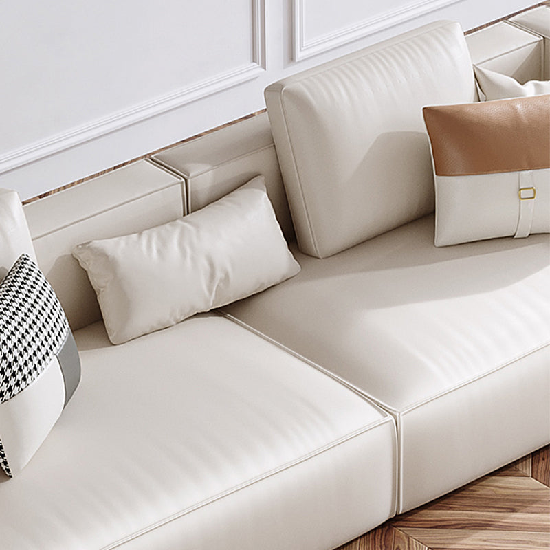 Square Armrest Latex/sponge Upholstered Tech Fabric Upholstered Off-white Sofa