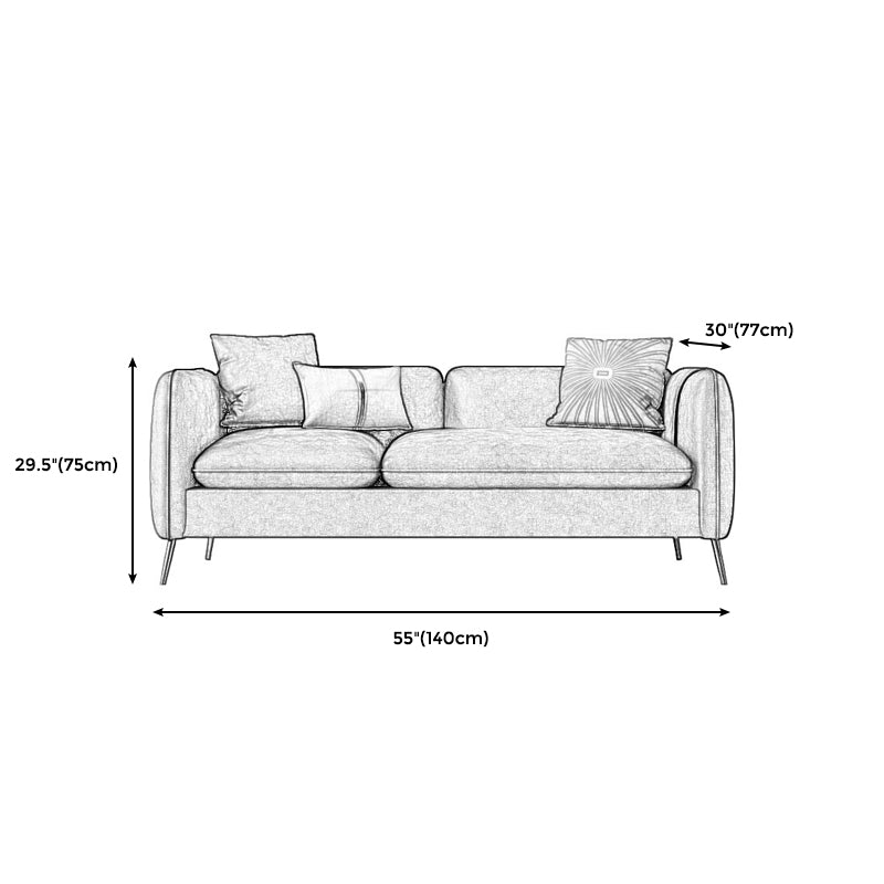 Mid-Century Modern Tuxedo Arm Sofa Faux Leather 29.92" High Seating