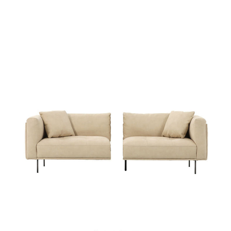 Modern Style Solid Wood Base Namib & Velvet White Rectangular Sofa