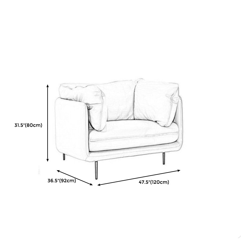 Modern Style Solid Wood Base Namib & Velvet White Rectangular Sofa
