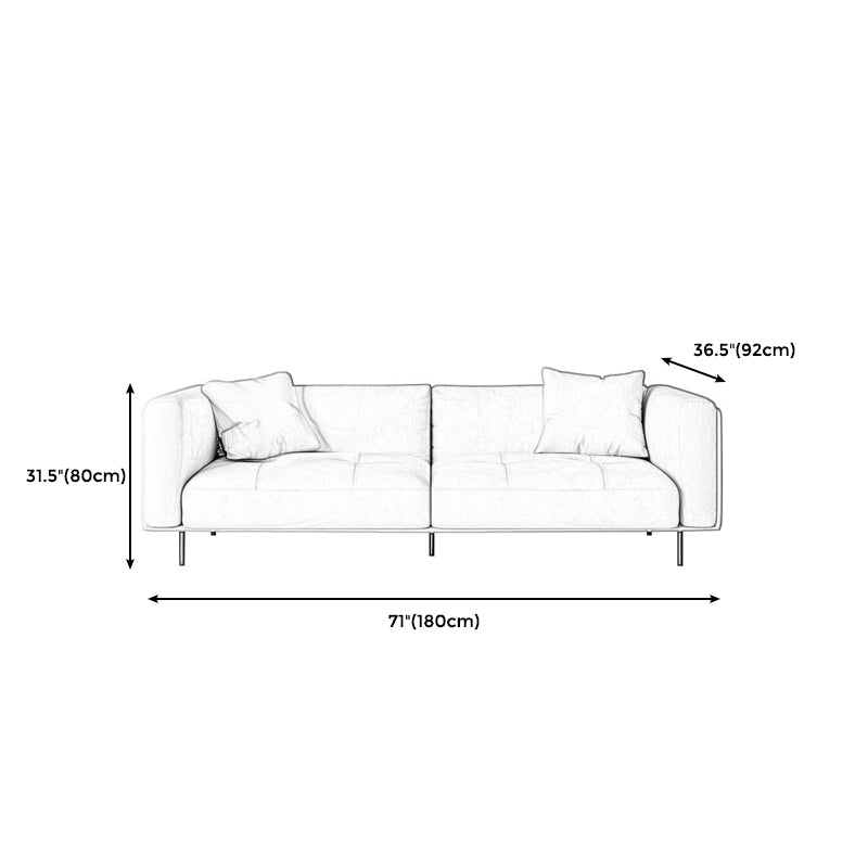 Modern Style Solid Wood Base Namib & Velvet White Rectangular Sofa