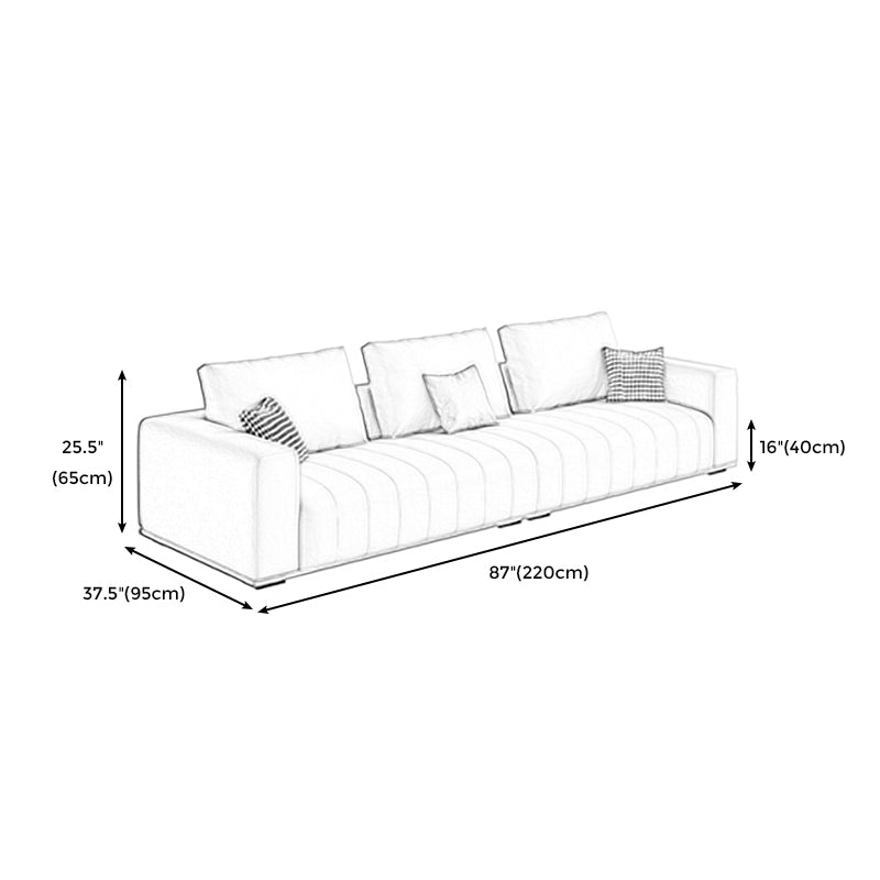 Modern Faux Leather Tuxedo Arm Standard Sofa with Bolster Pillows for Living Room