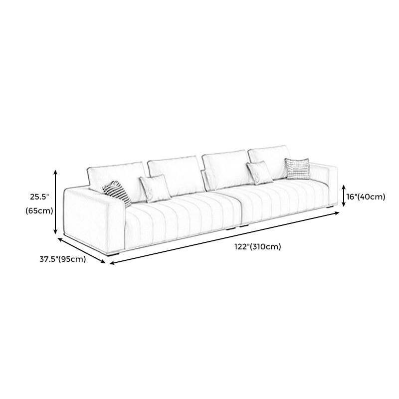 Modern Faux Leather Tuxedo Arm Standard Sofa with Bolster Pillows for Living Room