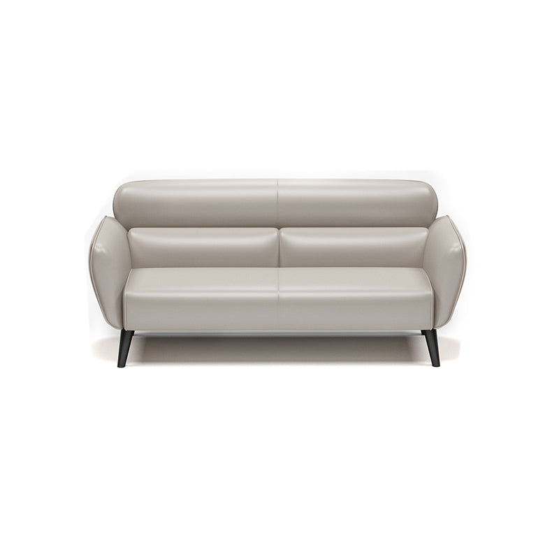 Faux Leather Square Arm Sofa Foam Filled Sewn Pillow Back Sofa for Living Room