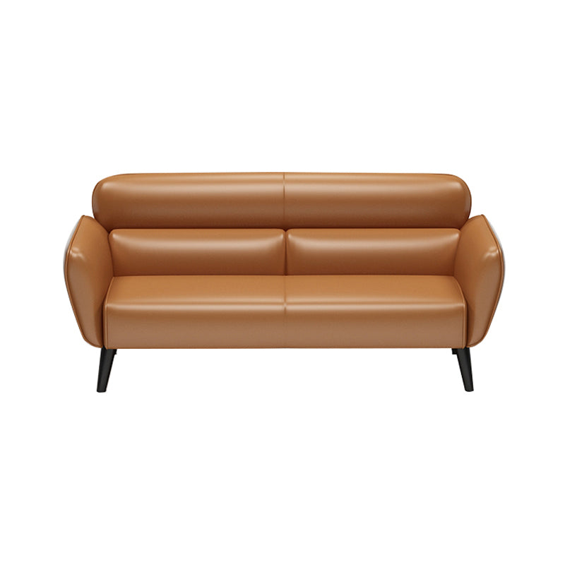 Faux Leather Square Arm Sofa Foam Filled Sewn Pillow Back Sofa for Living Room