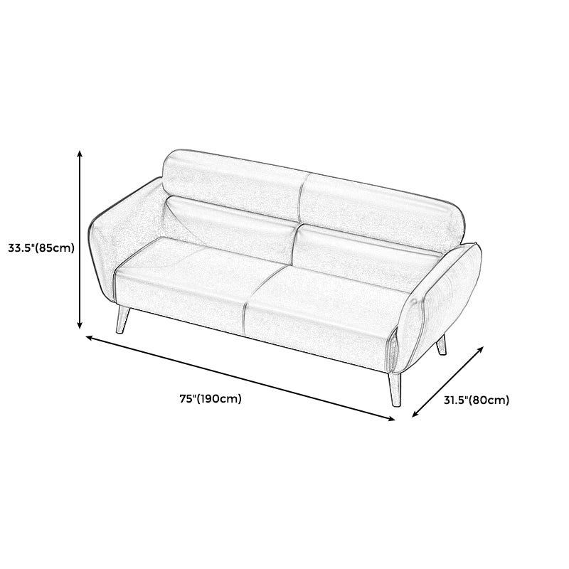 Faux Leather Square Arm Sofa Foam Filled Sewn Pillow Back Sofa for Living Room