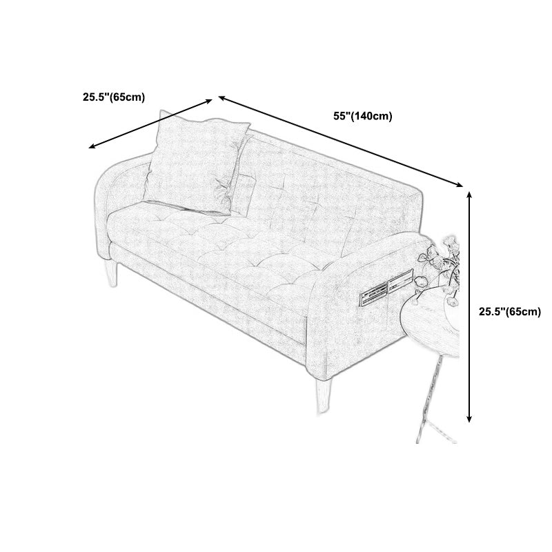 25.59'W Modern Square Arm Linen Standard Sofa for Living Room