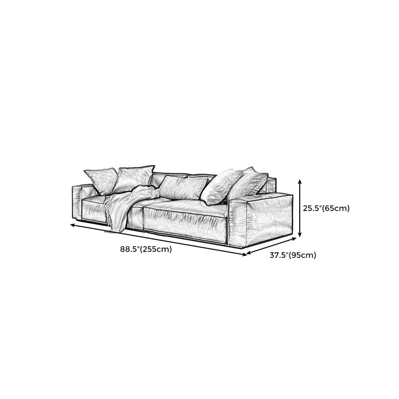 26.38" H Genuine Leather Square Arm Modern Sofa with Storage Black Standard Sofa