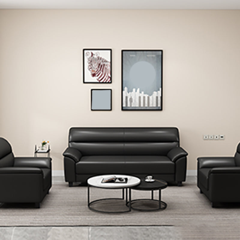 31.50" H Faux Leather Pillow Top Arm Sofa with Cushions for Living Room