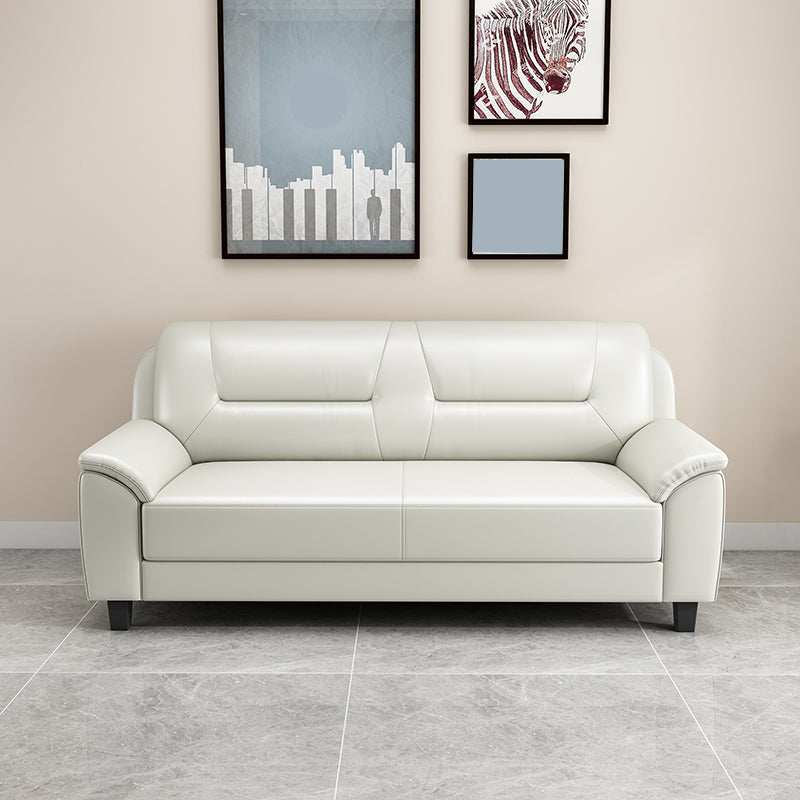 31.50" H Faux Leather Pillow Top Arm Sofa with Cushions for Living Room