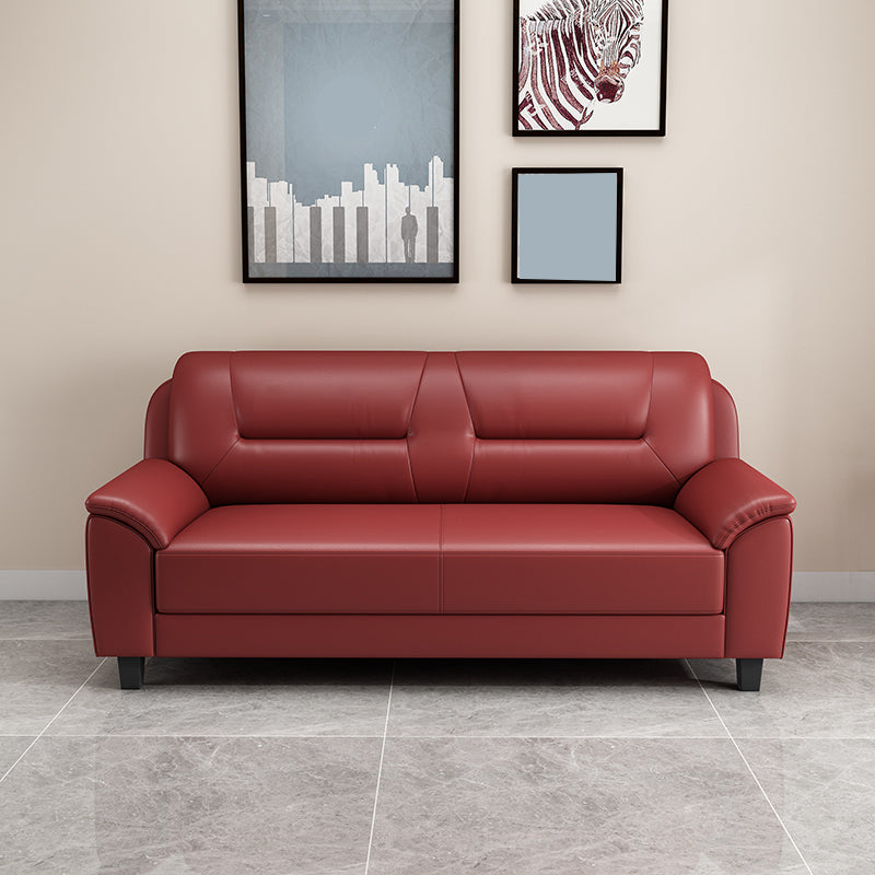 31.50" H Faux Leather Pillow Top Arm Sofa with Cushions for Living Room