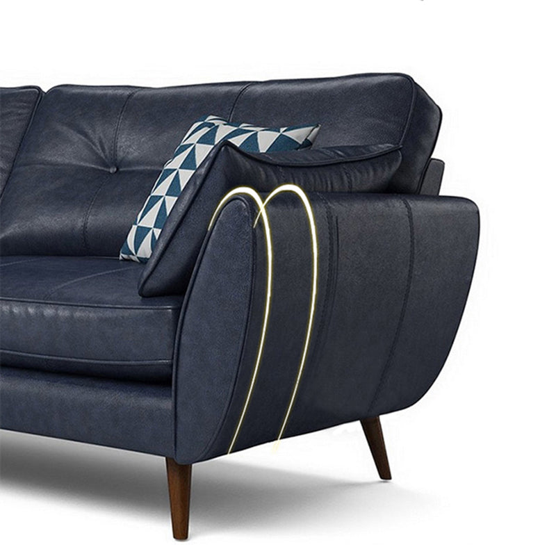 33.86" H Genuine Leather Flared Arm Sofa with Cushions for Living Room,Apartment