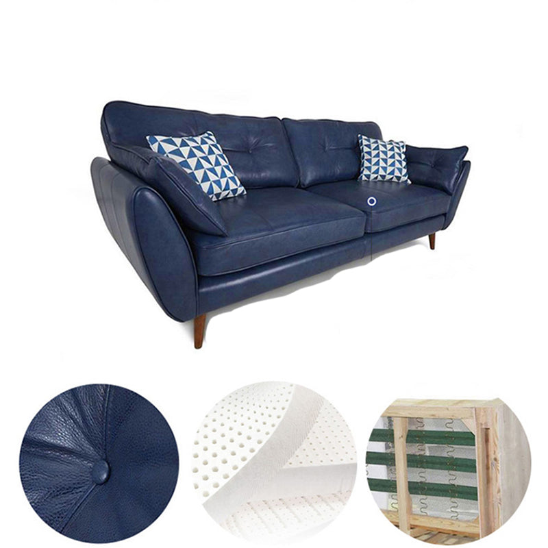 33.86" H Genuine Leather Flared Arm Sofa with Cushions for Living Room,Apartment