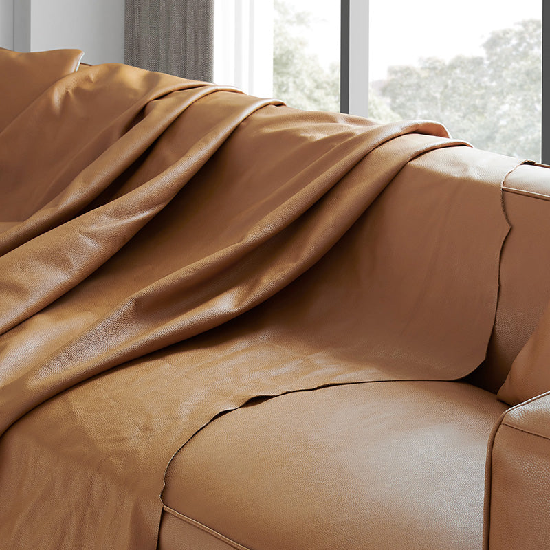 24.80"H Genuine Leather Square Arm Sofa with Tight Back for Living Room