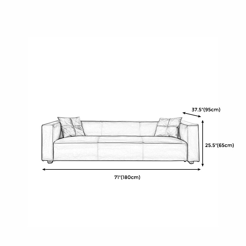 24.80"H Genuine Leather Square Arm Sofa with Tight Back for Living Room