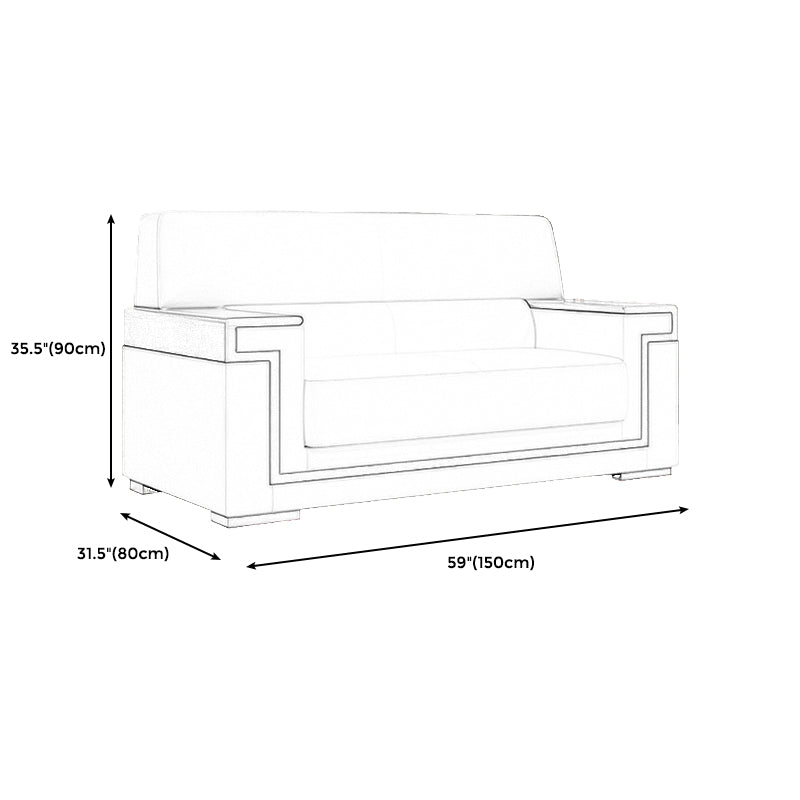 Contemporary Tight Back Standard Sofa 35.43"High Square Arm Sofa, Beige