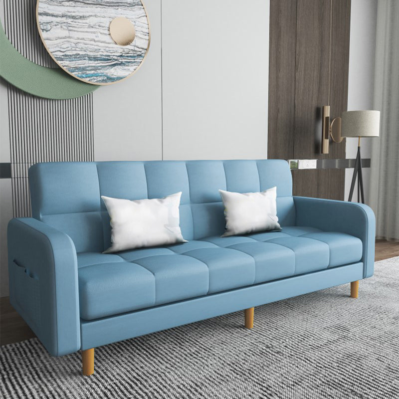 Square Arm Modern Sofa with Biscuit Back Storage Sofa for Living Room