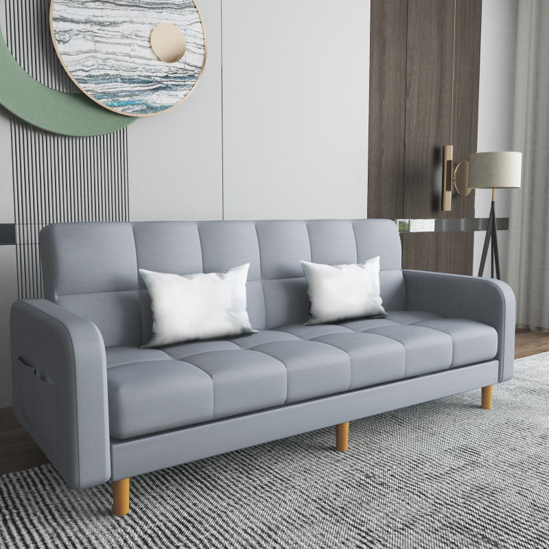 Square Arm Modern Sofa with Biscuit Back Storage Sofa for Living Room