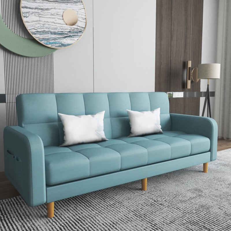Square Arm Modern Sofa with Biscuit Back Storage Sofa for Living Room