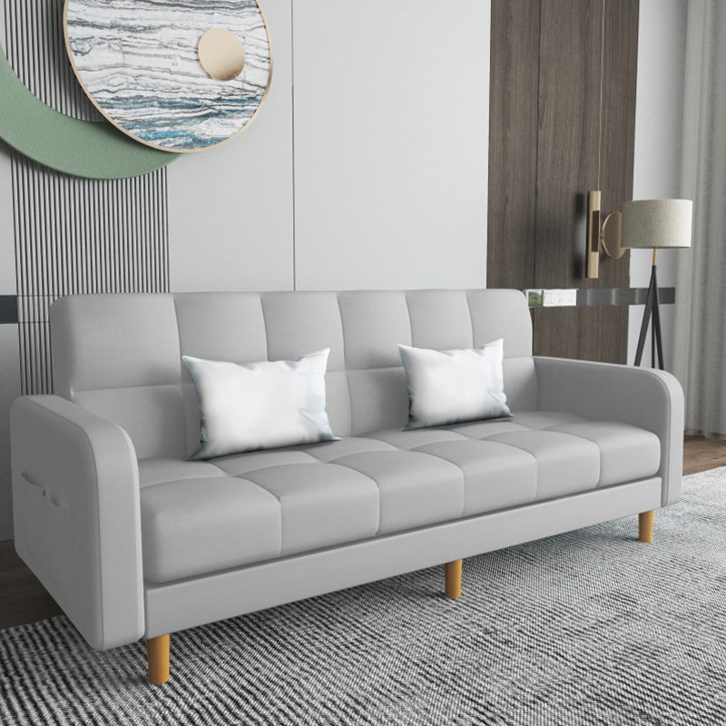 Square Arm Modern Sofa with Biscuit Back Storage Sofa for Living Room