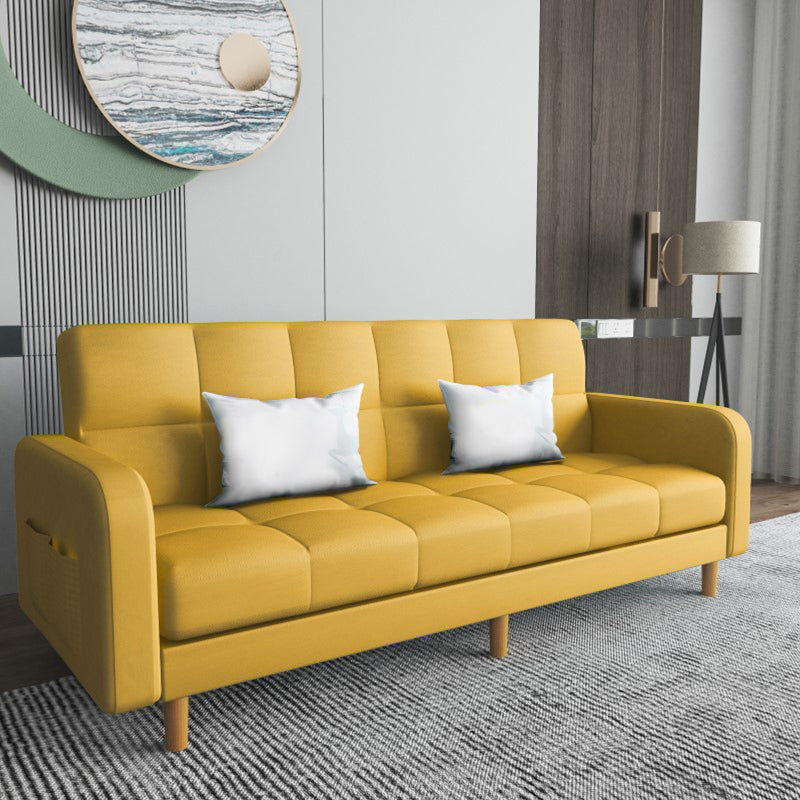 Square Arm Modern Sofa with Biscuit Back Storage Sofa for Living Room