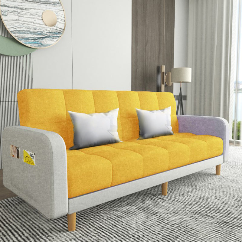 Square Arm Modern Sofa with Biscuit Back Storage Sofa for Living Room