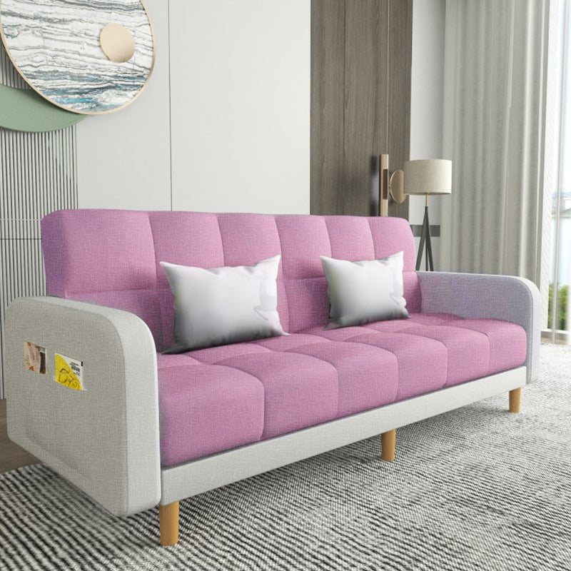 Square Arm Modern Sofa with Biscuit Back Storage Sofa for Living Room