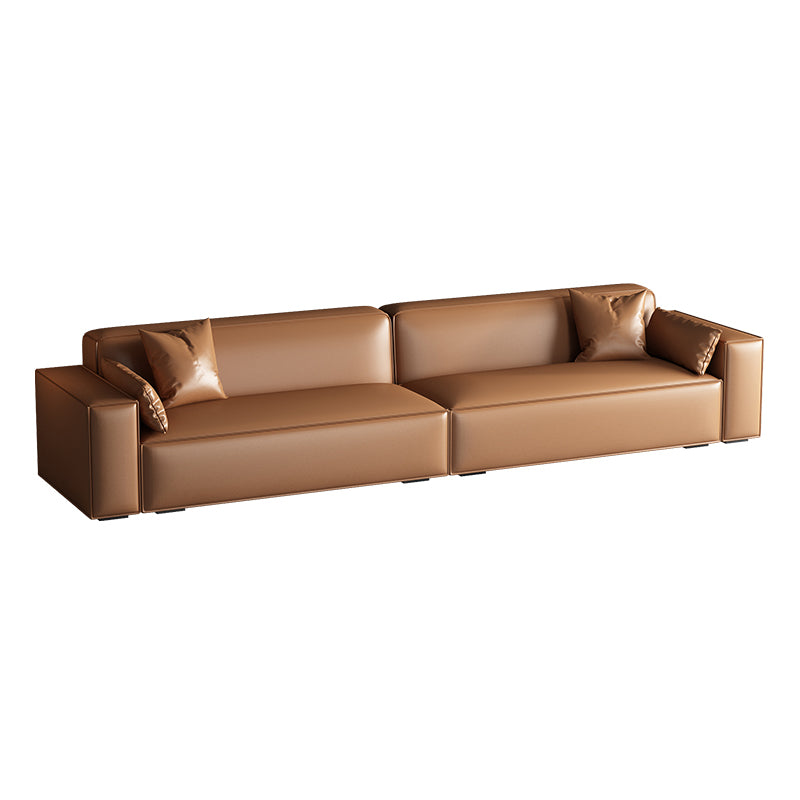 Faux Leather Modern Standard Sofa 37"W Square Arm Sofa Sofa Living Room