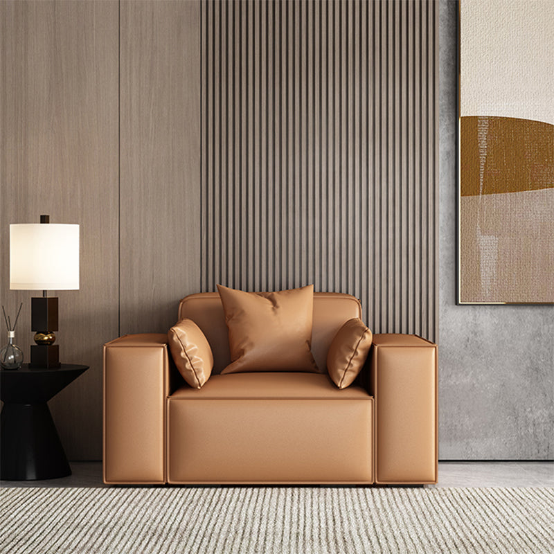 Faux Leather Modern Standard Sofa 37"W Square Arm Sofa Sofa Living Room