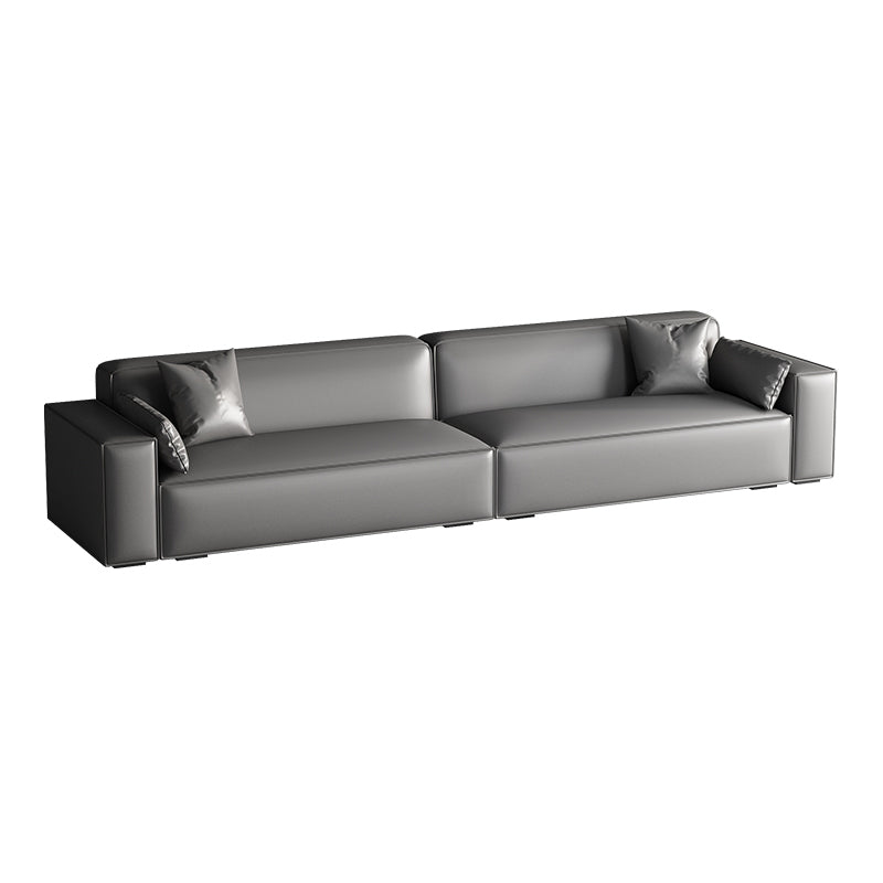 Faux Leather Modern Standard Sofa 37"W Square Arm Sofa Sofa Living Room