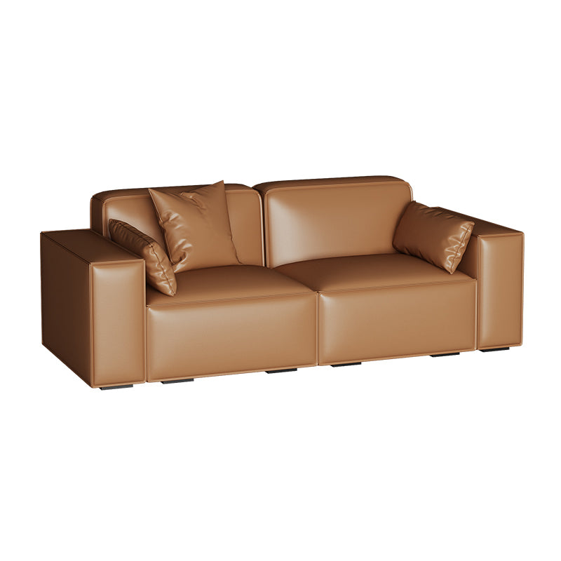 Faux Leather Modern Standard Sofa 37"W Square Arm Sofa Sofa Living Room
