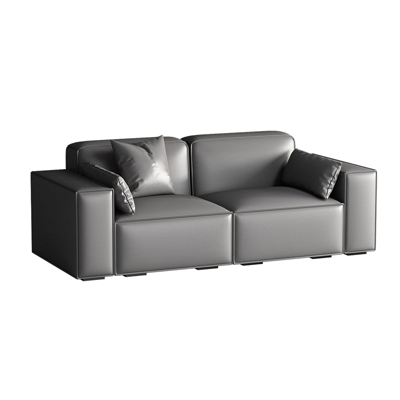 Faux Leather Modern Standard Sofa 37"W Square Arm Sofa Sofa Living Room