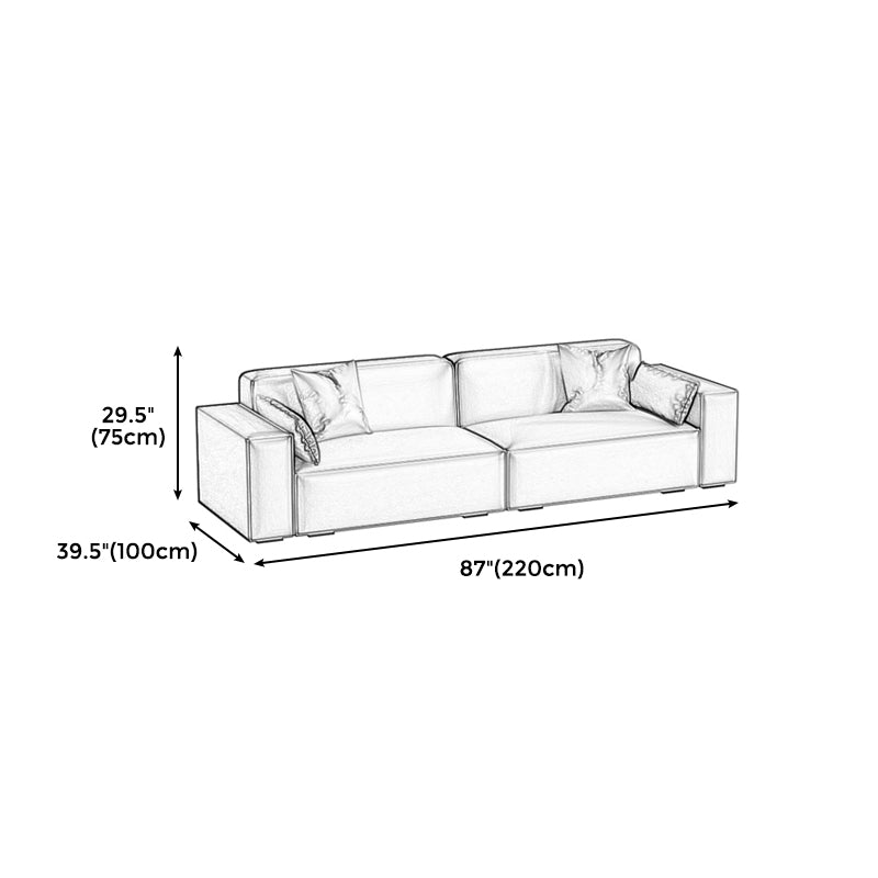 Faux Leather Modern Standard Sofa 37"W Square Arm Sofa Sofa Living Room