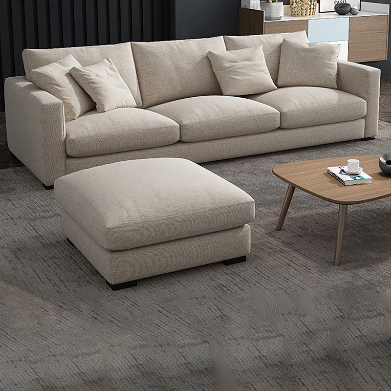 Square Armrest Latex/sponge Padded Fabric Design Wood Base Sofa