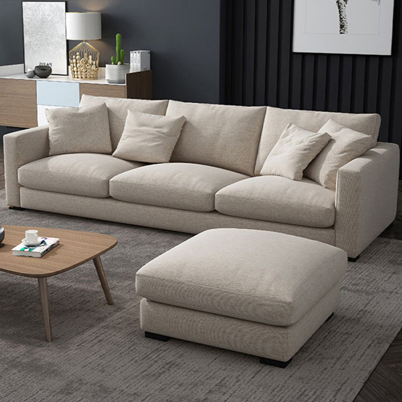 Square Armrest Latex/sponge Padded Fabric Design Wood Base Sofa