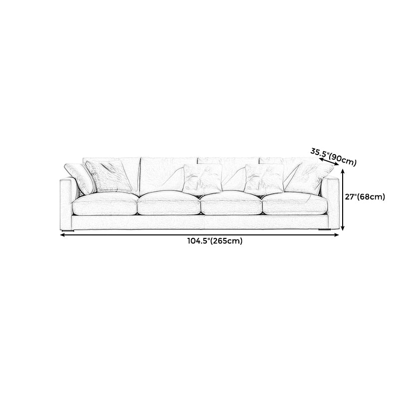 Square Armrest Latex/sponge Padded Fabric Design Wood Base Sofa