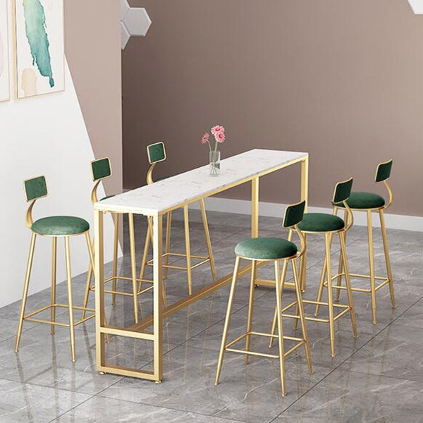 White Glam Style Bar Table in Iron and Faux Marble Milk Tea Shop Bar Table